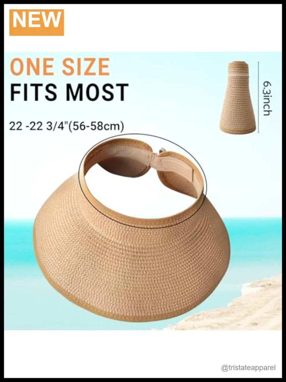 Wide Brim Straw Packable Ponytail Beach Sun Visor UPF 50+